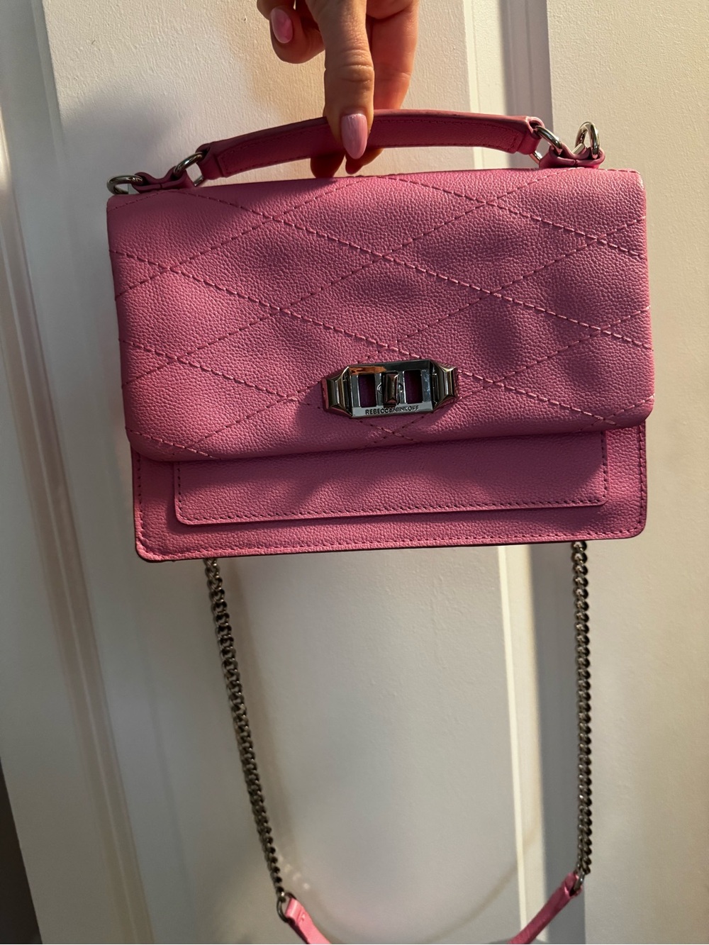 Rebecca Minkoff Pink Quilted Top-Handle Crossbody